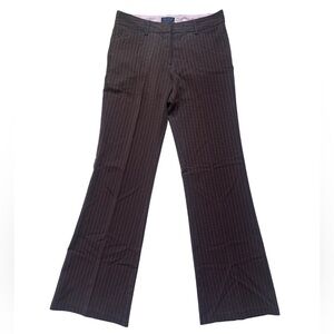 Star City Y2K Office Flare Trousers Brown Pinstripe Sz 3 Dark Academia Pants
